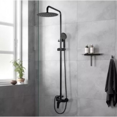 8 inch Round - NZHSS2153 - Twin Shower Set - Matt Black 
