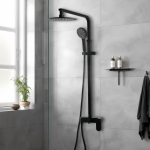 8 inch Round - NZHSS2154 - Twin Shower Set - Black