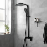8 inch Square - NZHSS2154 - Twin Shower Set - Black