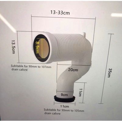 Flexible Toilet Pan Convertor130-310mm off set