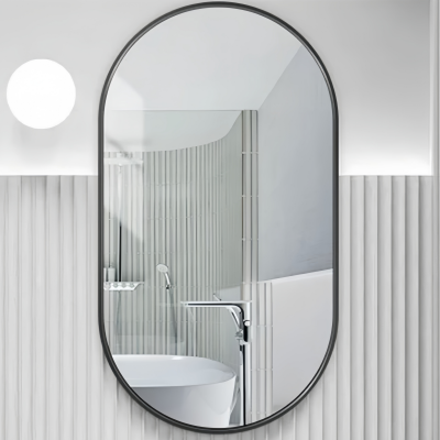 Mirror Oval Series With Black Aluminum Frame 400x900mm 