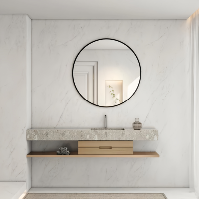 Mirror Round Series With Black Aluminum Frame 700x700mm