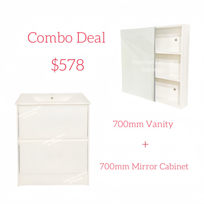 Combo Deal - 700mm Free Standing Vanity + 700mm Mirror Cabinet 