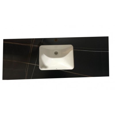 Vanity Top - 1500mm Black Sintered Stone Top with Single Basin
