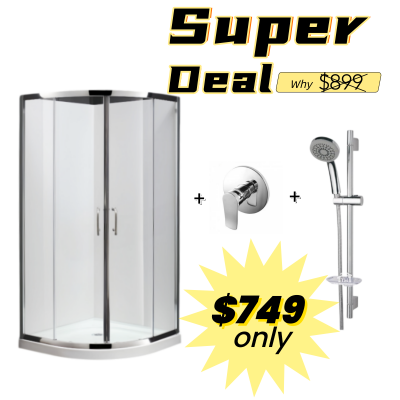 Combo Deal - 900x900mm Curved Shower + Shower Mixer + Shower Slide