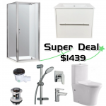 Bathroom Combo G – Shower box 900x900mm+Vanity 600mm+Aquatica Tapware +Toilet