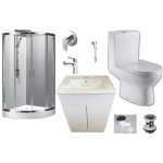 Bathroom Combo - 900mm curve Shower box with 600mm Vanity , toilet