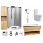 Bathroom Combo - 900mm shower box and vanity + side cabinet and toilet