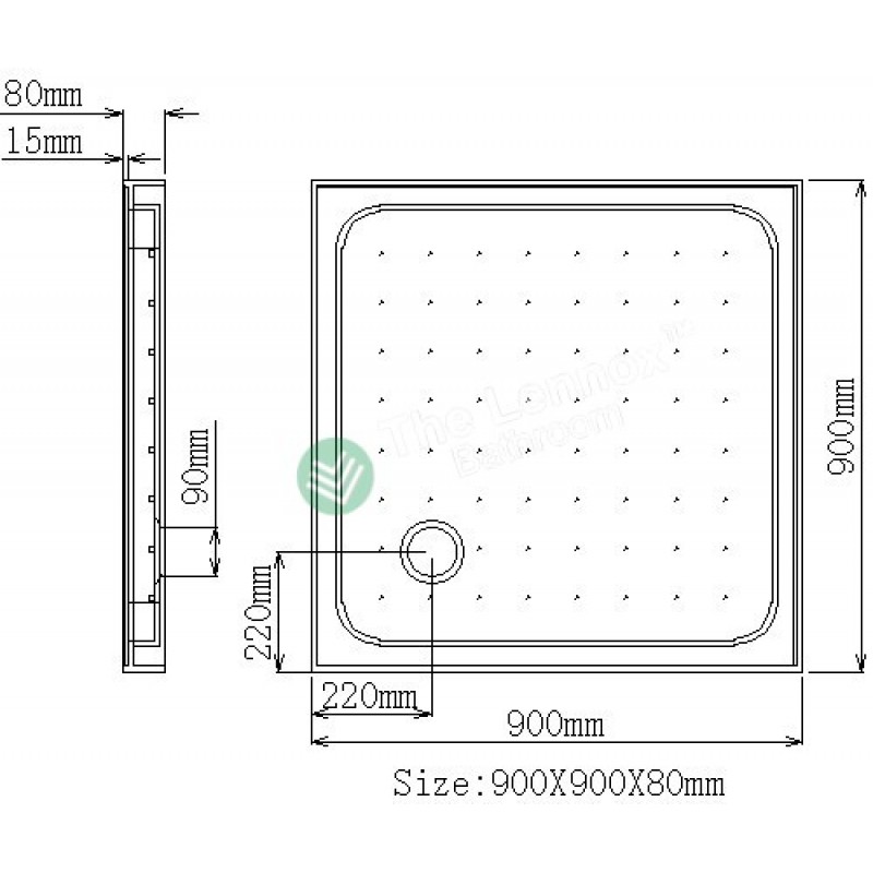 Shower Tray Square series 900X900mm Corner