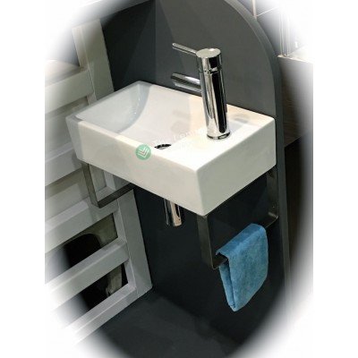 Wall Hung Small Cloakroom Basin Set Inc Tap,Plug,Bottle Trap And Towel Loop